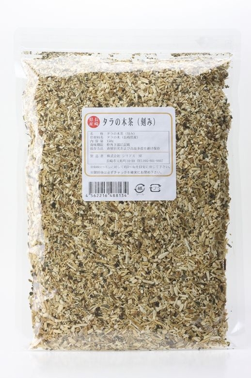 長崎県産　(雄ダラ-通称トゲ有) タラノキ皮茶100ｇ(刻み)-送料無料　タラ根皮